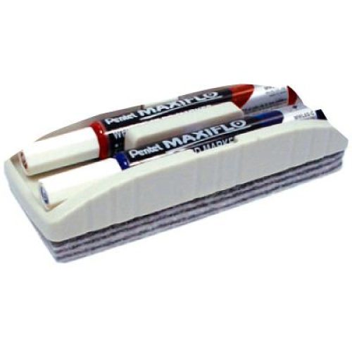 2 Marqueurs pour tableaux PENTEL Maxiflo + Brosse (Ass: 2 coul)