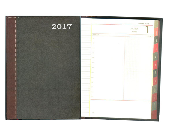 Agenda journalier de bureau avec répertoire 80 g/m² 17 x 24 cm papier blanc
