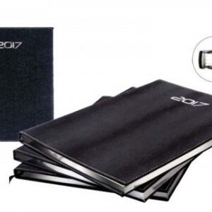 Agenda semainier 21x27 avec couverture en cuir synthétique noir