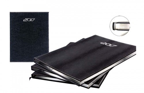 Agenda semainier 21x27 avec couverture en cuir synthétique noir