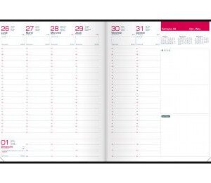 Agenda semainier avec spirale 90 g/m² 21 x 27 cm Coloris au choix
