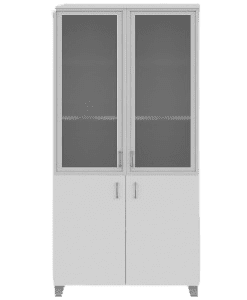 ARMOIRE HAUTE EN BOIS 2 PORTES VITREE 80X41X198 BLANC