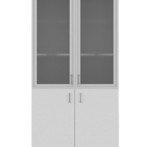 ARMOIRE HAUTE EN BOIS 2 PORTES VITREE 80X41X198 BLANC