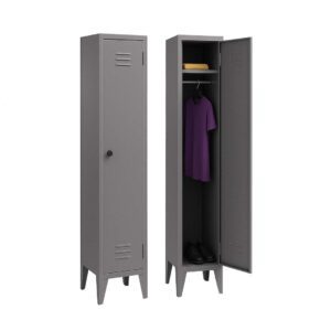 Armoire Vestiaire métallique à 1 porte fermeture avec serrure cadenas 198*30*45 coloris au choix