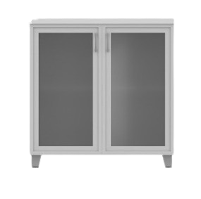 ARMOIRE VITREE EN BOIS 2 PORTES BATTANTES 80X41X83 GRIS