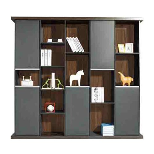 Bibliothèque ALGORITHME avec 5 portes, coffee OAK, 220x50x200 cm