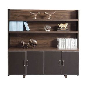 Bibliothèque THALES avec 4 portes 3 rayons, african walnut, 200x50x190 cm