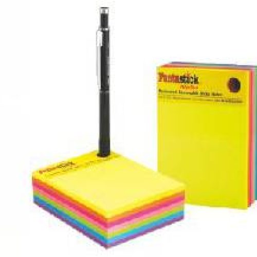 Bloc de 280 notes repositionnables Fantastick 76×101 mm avec bouchon stylo 7 Coul assorties