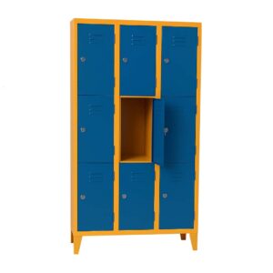 Bloc de vestiaire à 3 colonnes de 9 cases fermeture avec serrure cadenas 198*90*45 coloris au choix