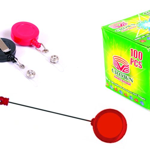 Boite de 100 Enrouleurs pour badges Crown couleurs assorties
