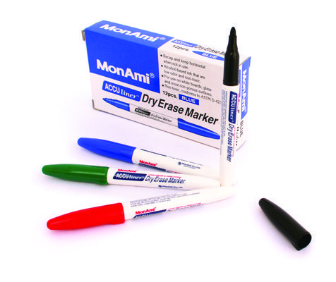 Boite de 12 Marqueurs Effacables MonAmi Acculiner pointe ronde