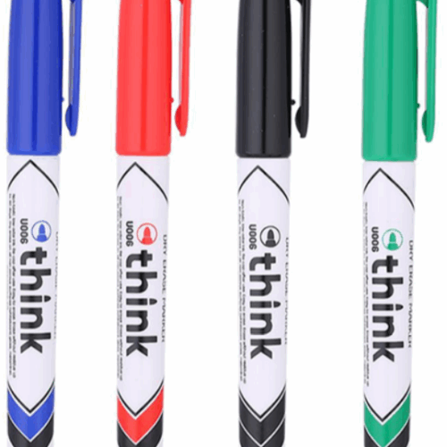 Boite de 12 MARQUEURS POUR TABLEAU BLANC Deli-U006 POINTE BALLE de 1,2 mm EFFACABLE À SEC Noir