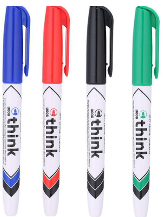 Boite de 12 MARQUEURS POUR TABLEAU BLANC Deli-U006 POINTE BALLE de 1,2 mm EFFACABLE À SEC Noir