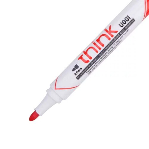 Boite de 12 Marqueurs pour tableau blanc effaçable à sec THINK pointe en feutre Durable 1-5mm Deli-EU00240RG Rouge