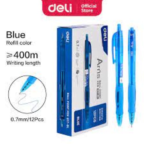 Boite de 12 stylo bille Deli ARRIS retractable Q17 0,7mm coloris au choix