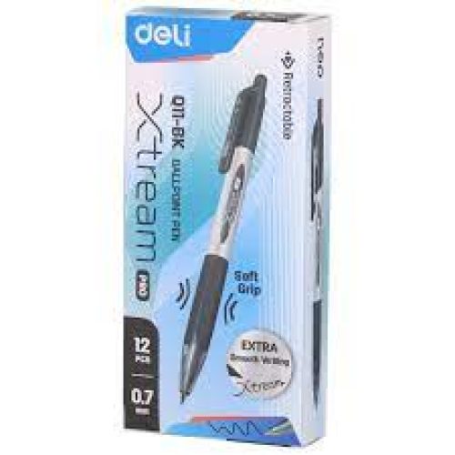 Boite de 12 stylo bille Deli Xtream pro retractable Q11 0,7mm coloris au choix