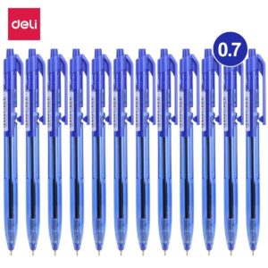 Boite de 12 stylos à bille Rétractable Deli-Q021 Xtream pointe de 0.7 mm pour une écriture extra douce Bleu
