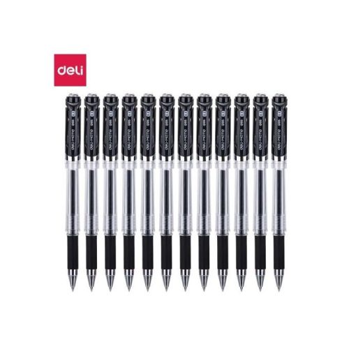 BOITE DE 12 STYLOS GEL DELI-EQ10520 – 0,5mm Noir