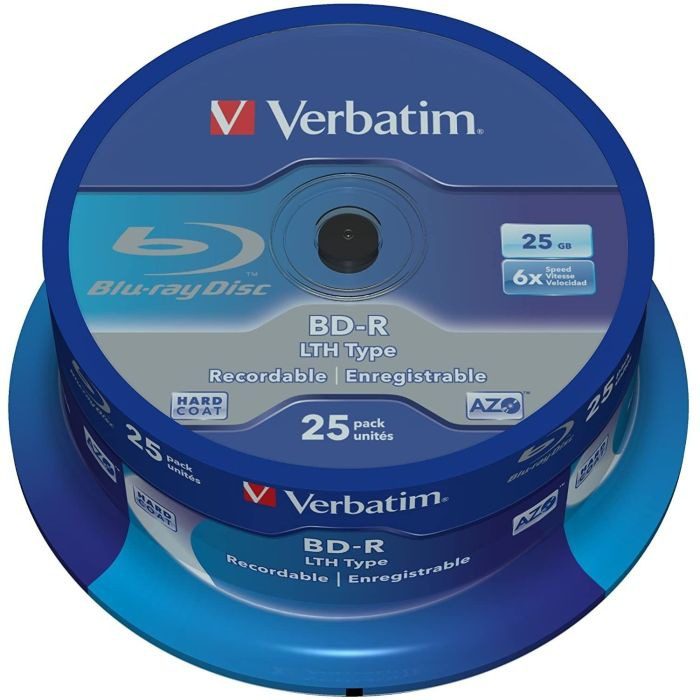 Boite de 25 disques Blu-ray BD-R SL 25Go Bcordables Verbatim