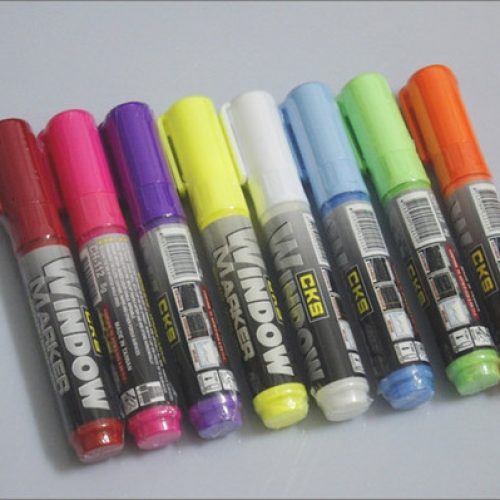 Boite de 6 marqueurs Effaçables fluorescents CKS pour verre