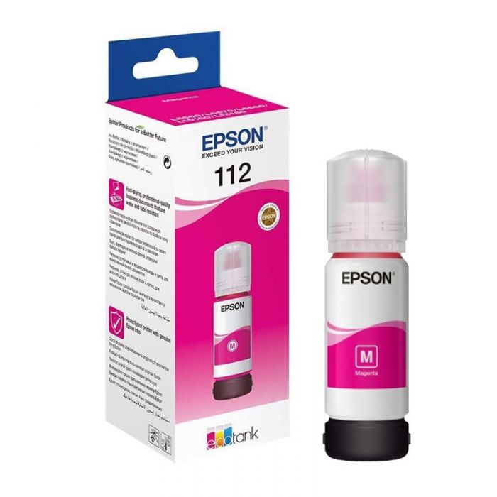 Bouteille d'encre Epson 112 Magenta EcoTank d'origine (C13T06C34A)