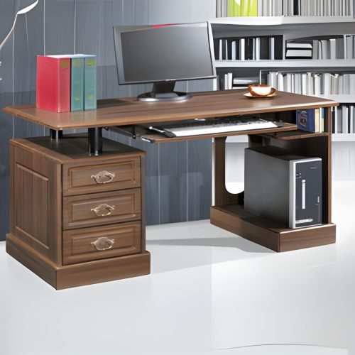 Bureau ANTIK avec 3 tiroirs et porte CPU en bois