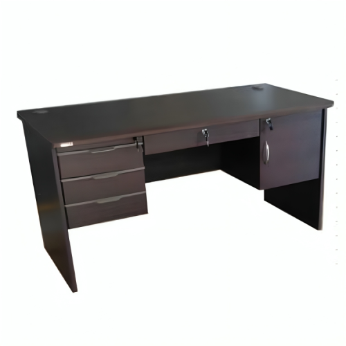 Bureau BOOK avec 3+1 tiroirs +1 porte à droite / à serure, 150 x 70 x 76cm wengé