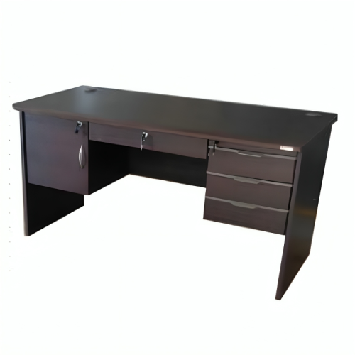 Bureau BOOK avec 3+1 tiroirs +1 porte à gauche / à serure, 150 x 70 x 76 wengé