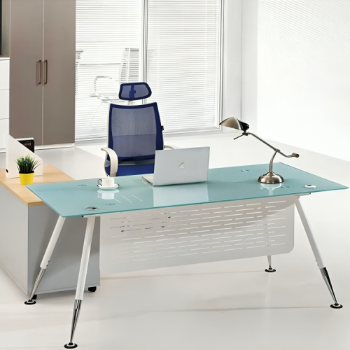 Bureau DESIGN en verre sablé SANS retour