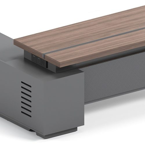 Bureau Direction IKONE avec retour gauche 180x160x76 cm Couleur Pari Walnut + Premium Gray