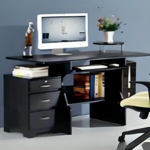 Bureau informatique ECLIPSE avec 3 tiroirs, coul. Noir