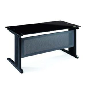 Bureau opérateur BLACKY en verre noir piètement Métal
