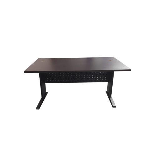 Bureau Opérateur Professionnel FPRO 140 x 70 x 75 cm – Plateau Wengé – Piétement Métal Noir en I
