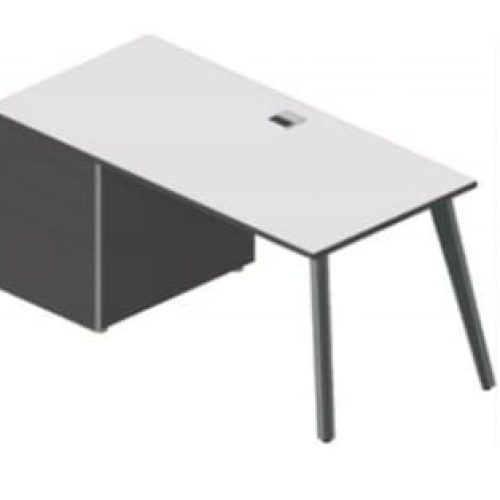 Bureau Opérateur START avec caisson 120x60x75 cm Couleur Angel White + Premium Gray
