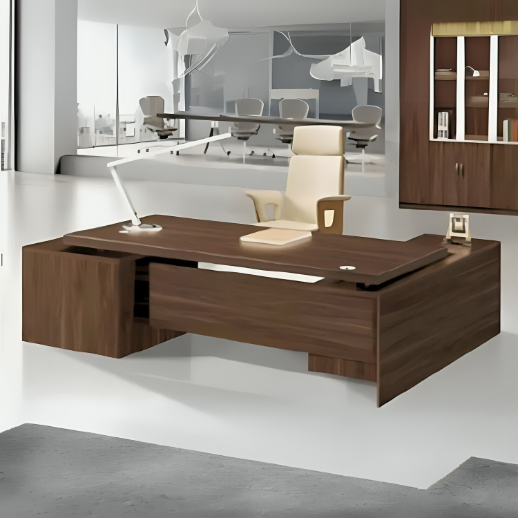 Bureau Président DESCARTES 240 cm avec retour + Rangement