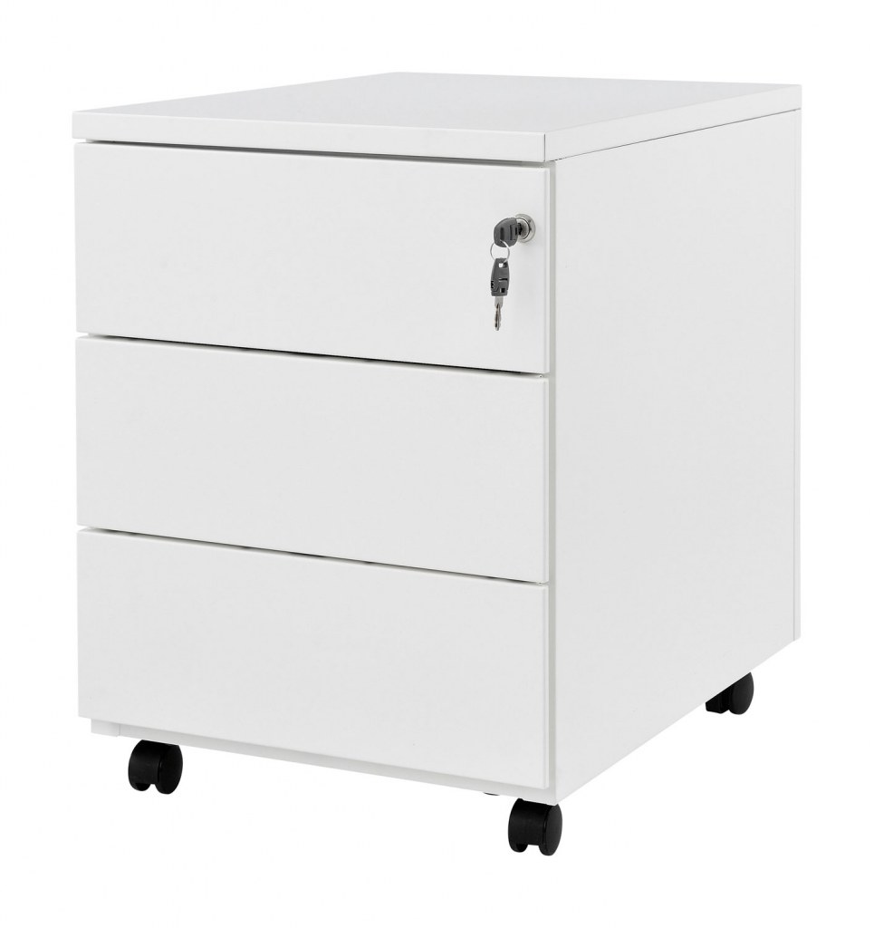 Caisson mobile en bois Mélaminé fermeture à serrure centrale 3 Coloris au choix