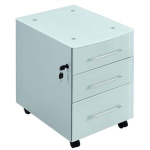 Caisson mobile ICE à 3 tiroirs en verre, fermeture à serrure centrale, Coloris au choix