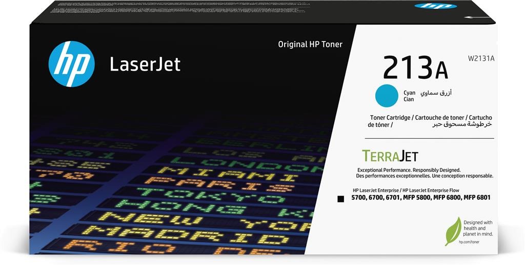 Cartouche de toner HP 213A Cyan Original LaserJet Cartridge 3000 pages pour 6701dn series (W2131A)