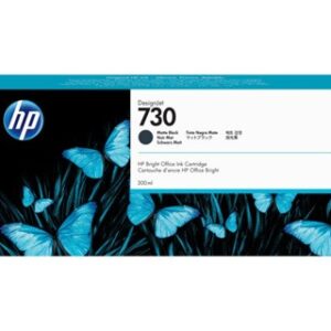 Cartouche d'encre HP 730 Noir Mat 300 ml d'origine pour Imprimante HP DesignJet série T1700 (P2V71A)