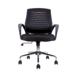 Chaise opérateur willy en mesh avec accoudoirs en PP socle en chrome en noir