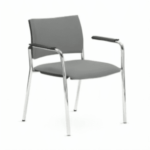 CHAISE VISITEUR ENTRATA 4 PIEDS EN TISSU AVEC ACCOUDOIRS COULEUR GRIS