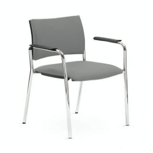 CHAISE VISITEUR ENTRATA 4 PIEDS EN TISSU AVEC ACCOUDOIRS COULEUR GRIS