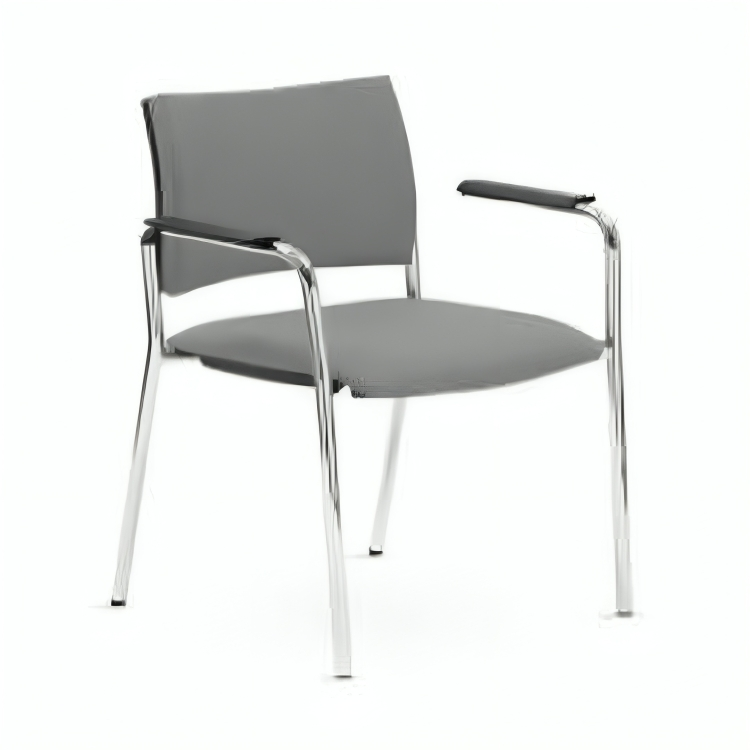 CHAISE VISITEUR ENTRATA 4 PIEDS EN TISSU AVEC ACCOUDOIRS COULEUR GRIS