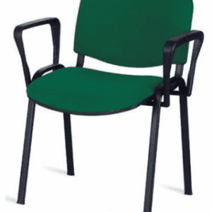 Chaise Visiteur ISO polyvalente sur 4 pieds en tissu avec accoudoirs noir