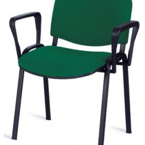 Chaise Visiteur ISO polyvalente sur 4 pieds en tissu avec accoudoirs noir