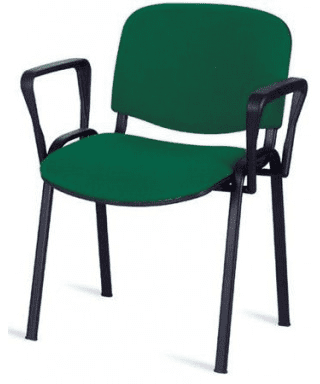 Chaise Visiteur ISO polyvalente sur 4 pieds en tissu avec accoudoirs noir