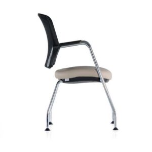 CHAISE VISITEUR NET200C EN TISSU&MESH AVEC ACCOUDOIRS FIXE PIETEMENT EN TUBE D'ACIER