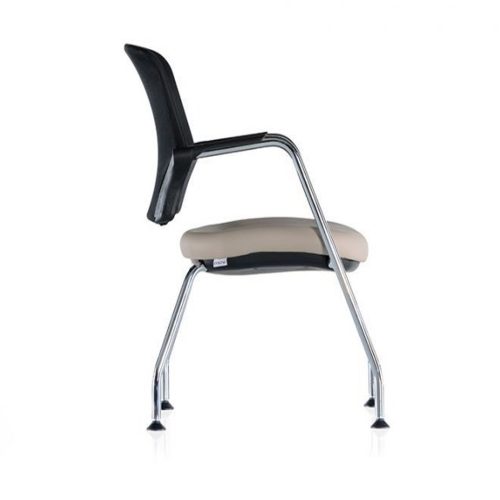 CHAISE VISITEUR NET200C EN TISSU&MESH AVEC ACCOUDOIRS FIXE PIETEMENT EN TUBE D’ACIER