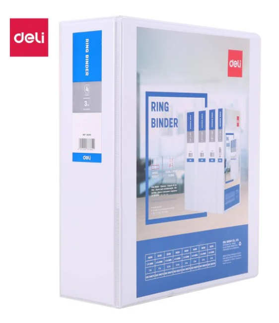 CLASSEUR PERSONALISABLE Blanc A4 4 Anneaux Taille 3 pouces DELI-5621N