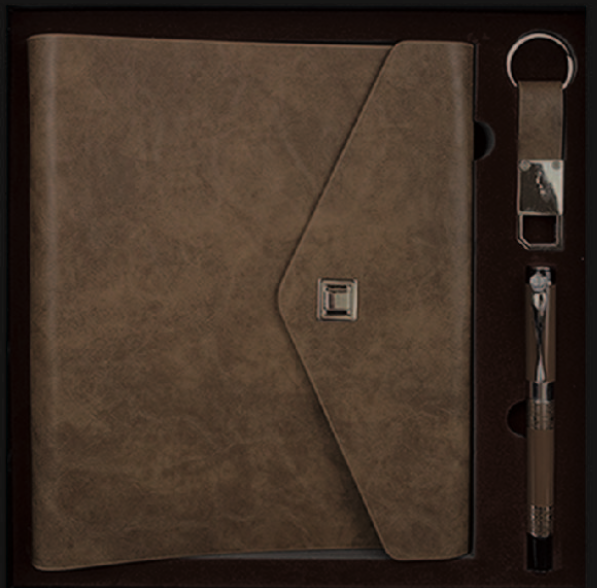 Coffret Agenda VIP 16x22 cm en simili cuir et 2 Accessoires Complets Couleur au Choix